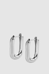 Front product shot of the Oroton Lacey Medium Hoops in Silver and Premium brass material for Women .