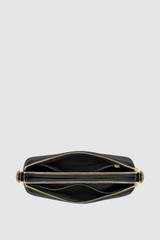 Internal product shot of the Oroton Iris Double Zip Crossbody in Black/Black and Premium pebble leather  for Women .