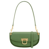 Front product shot of the Oroton Colt Small Baguette in Moss and Smooth leather for Women