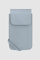 Front product shot of the Oroton Margot Phone Crossbody in Dusk Blue and Pebble leather for Women .