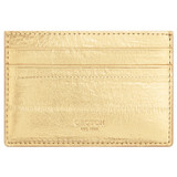 Front product shot of the Oroton Lotta Metallic Credit Card Sleeve in Gold Metallic and Metallic leather for Women