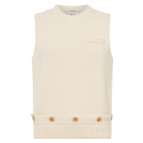 Front product shot of the Oroton Button Detail Shell Knit in Cream and 100% wool for Women