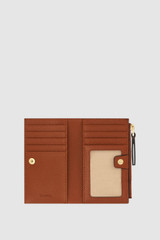 Internal product shot of the Oroton Eve 12 Credit Card Zip Wallet in Cognac and Pebble leather for Women .