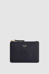 Front product shot of the Oroton Eve Small Pouch in Dark Navy and Pebble leather for Women .