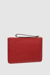 Back product shot of the Oroton Eve Medium Pouch in Dark Ruby and Pebble leather for Women .