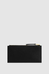 Back product shot of the Oroton Eve Slim Zip Wallet in Black and Premium pebble leather for Women .