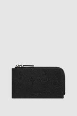 Front product shot of the Oroton Jude Credit Card Pouch in Black and Pebble leather for Men .