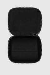 Internal product shot of the Oroton Jude Watch Travel Case in Black and Pebble leather for Men .