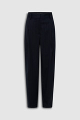 Front product shot of the Oroton Tapered Pinstripe Pant in North Sea and 95% WOOL 5% ELASTANE for Women .