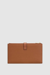 Back product shot of the Oroton Fife Travel Wallet in Amber and Premium pebble leather for Women .