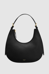 Front product shot of the Oroton Dylan Hobo in Black and Premium pebble leather for Women .