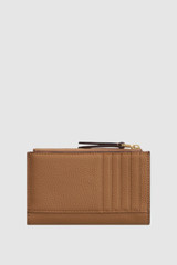 Back product shot of the Oroton Eve 12 Credit Card Zip Wallet in Tan and Premium pebble leather for Women .