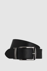 Front product shot of the Oroton Ethan Signature Reversible Belt in Black Signature and PVC-coated canvas material for Men .
