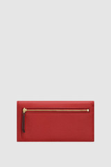 Back product shot of the Oroton Eve Soft Fold Wallet in Dark Ruby and Premium pebble leather for Women .