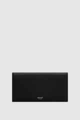 Front product shot of the Oroton Eve Soft Fold Wallet in Black and Pebble leather exterior for Women .