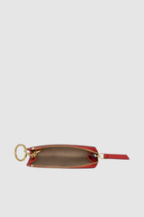 Internal product shot of the Oroton Eve Pouch With Key Ring in Dark Ruby and Premium pebble leather for Women .