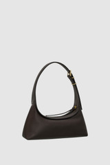 Back product shot of the Oroton Cinder Mini Baguette in Mahogany and Crackle leather exterior for Women .