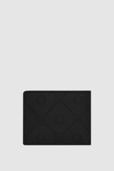 Back product shot of the Oroton Ethan Signature 12 Credit Card Wallet in Black Signature and PVC-coated canvas material for Men .