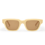 Front product shot of the Oroton Pandora Sunglasses in Custard and Acetate material for Women .