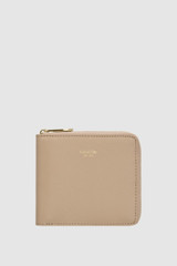 Front product shot of the Oroton Inez Small Zip Wallet in Fawn and Premium textured leather for Women .
