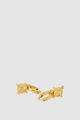 Detail product shot of the Oroton Leah Charm Hoop Earrings in Gold and Brass for Women .