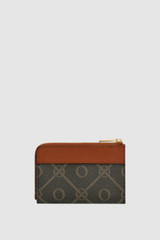 Back product shot of the Oroton Harvey Signature Pouch With Keyring in Black/Cognac and Nylon canvas base cloth material with PVC coating (70% PVC, 30% polyester) for Women .