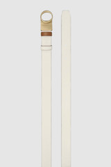 Detail product shot of the Oroton Ali Reversible Belt in Brass-Tan/Cream and Premium smooth leather for Women .