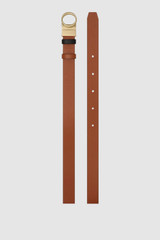 Detail product shot of the Oroton Ali Reversible Belt in Brass-Black/Cognac and Premium smooth leather for Women .