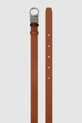 Detail product shot of the Oroton Ali Reversible Belt in Silver-Black/Cognac and Premium smooth leather for Women .