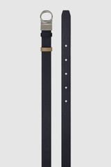 Detail product shot of the Oroton Ali Reversible Belt in Silver-Navy/Mushroom and Premium smooth leather for Women .