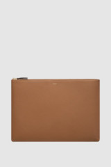 Front product shot of the Oroton Dylan 15" Laptop Pouch in Tan and  for Women .