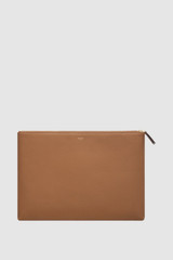 Front product shot of the Oroton Dylan 15" Laptop Pouch in Tan and  for Women .