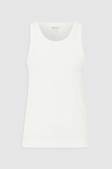 Front product shot of the Oroton Lottie Rib Tank in Antique White and 92% Cotton / 8% Spandex for Women .