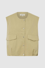Front product shot of the Oroton Cotton Twill Vest in Wheat and  for Women .