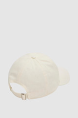 Back product shot of the Oroton Oro Logo Cap in Antique White and High-quality 100% cotton material for Women .