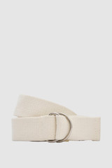 Front product shot of the Oroton Quinn Webbing Belt in Antique White and 100% cotton material for Women .