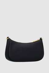 Back product shot of the Oroton Eve Mini Baguette in Black and Pebble leather material for Women .