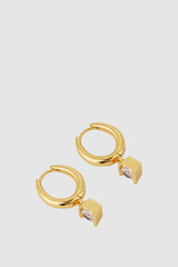 Detail product shot of the  Ellie Crystal Charm Huggie in Gold/Crystal and Brass Material for Women .