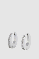Front product shot of the Oroton Ellie Crystal Round Huggie in Silver/Crystal and  for Women .