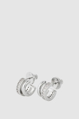 Front product shot of the Oroton Ellie Crystal Mini Double Hoop in Silver/Crystal and  for Women .