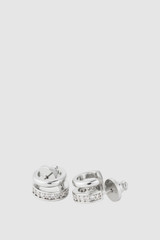 Detail product shot of the Oroton Ellie Crystal Mini Double Hoop in Silver/Crystal and  for Women .