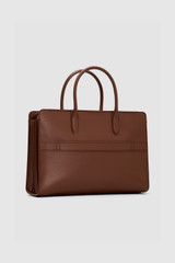 Back product shot of the Oroton Muse 15" Worker Tote in Barn Red and Saffiano leather exterior for Women . IP:25