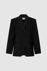 Front product shot of the Oroton Wrap Blazer in Black and 98% wool,  2% elastane material for Women .