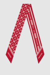 Front product shot of the Oroton Eve Foulard Skinny Scarf in Dark Ruby/Cream and 100% polyester fabric for Women .