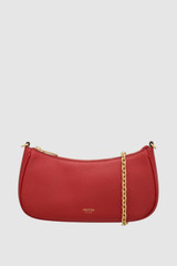 Front product shot of the Oroton Eve Mini Baguette in Dark Ruby and Pebble leather material for Women .