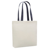 Back product shot of the Oroton Kaia Portrait Tote in Natural/Dark Navy and Recycled canvas for Women