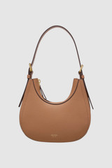 Front product shot of the Oroton Dylan Mini Hobo in Tan and Premium pebble leather for Women .