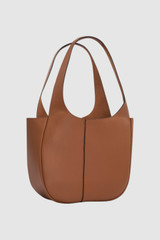 Back product shot of the Oroton Emilia Tote in Brandy and Premium pebble leather for Women .