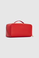 Back product shot of the Oroton Fife Medium Beauty Case in Chilli Pepper and Premium pebble leather for Women .