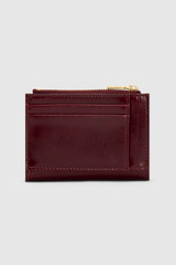 Back product shot of the Oroton Margot Mini 10 Credit Card Zip Wallet in Currant and Premium pebble leather for Women .